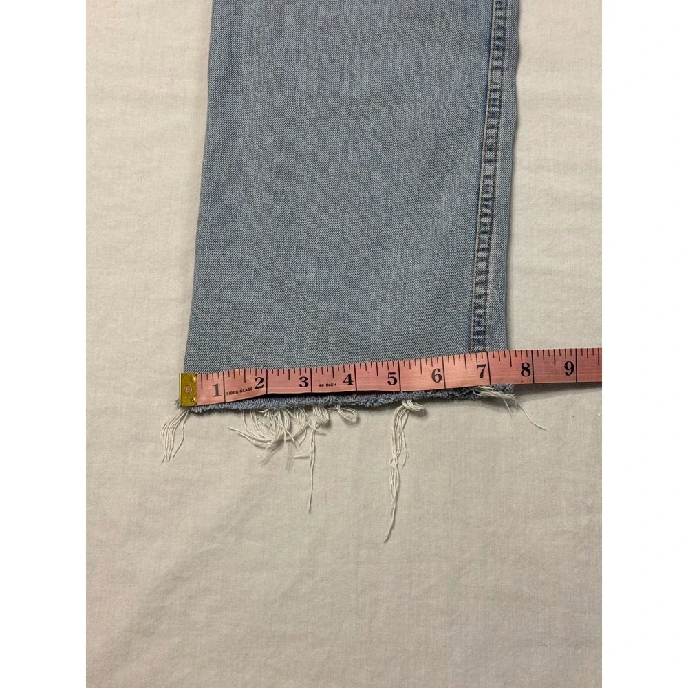 Levis 513 Slim Straight Light Wash Frayed Hem Jeans 30x34 Mens Blue